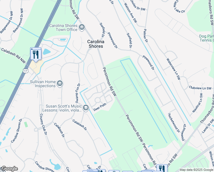 map of restaurants, bars, coffee shops, grocery stores, and more near 515 Deer Path in Calabash