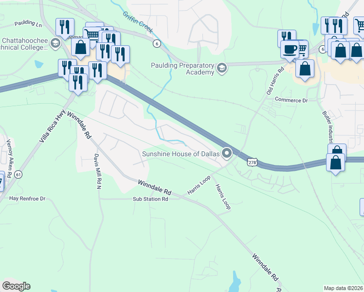 map of restaurants, bars, coffee shops, grocery stores, and more near 233 Silver Ridge Drive in Dallas