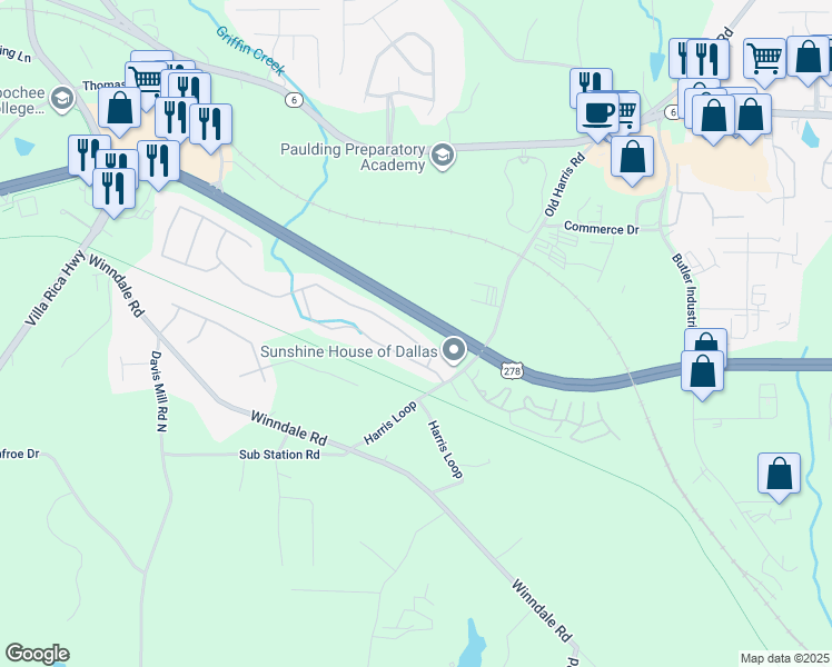 map of restaurants, bars, coffee shops, grocery stores, and more near 210 Silver Ridge Drive in Dallas