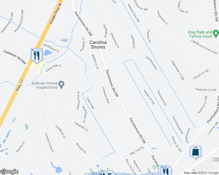 map of restaurants, bars, coffee shops, grocery stores, and more near 515 Deer Path in Calabash