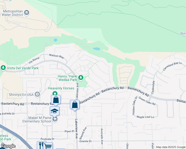 map of restaurants, bars, coffee shops, grocery stores, and more near 4021 Humboldt Lane in Yorba Linda
