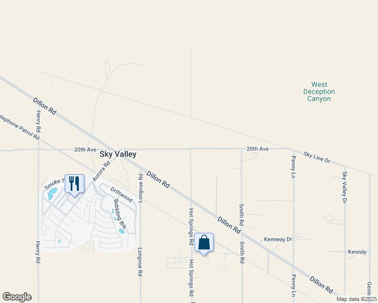 map of restaurants, bars, coffee shops, grocery stores, and more near Hot Springs Road in Riverside County