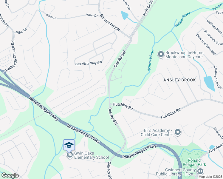 map of restaurants, bars, coffee shops, grocery stores, and more near 268 Oak Road Southwest in Lawrenceville