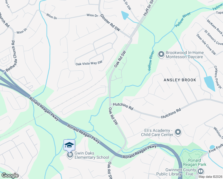 map of restaurants, bars, coffee shops, grocery stores, and more near 268 Oak Road Southwest in Lawrenceville