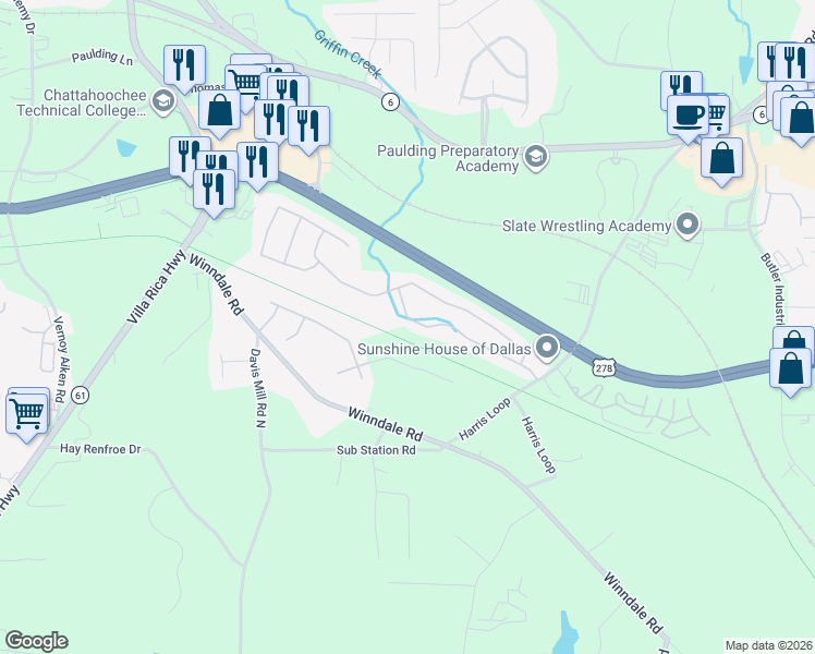 map of restaurants, bars, coffee shops, grocery stores, and more near 257 Silver Ridge Drive in Dallas