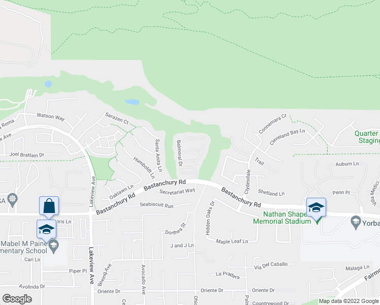 map of restaurants, bars, coffee shops, grocery stores, and more near 3984 Emerald Downs Drive in Yorba Linda