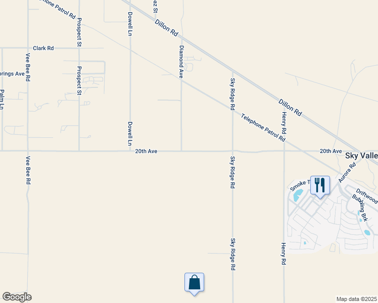 map of restaurants, bars, coffee shops, grocery stores, and more near 20th Avenue in Sky Valley