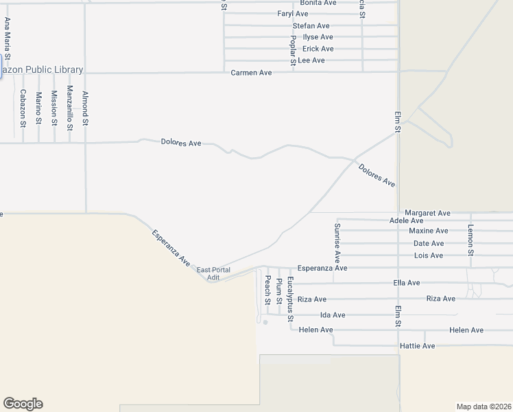 map of restaurants, bars, coffee shops, grocery stores, and more near Dolores Avenue in Cabazon
