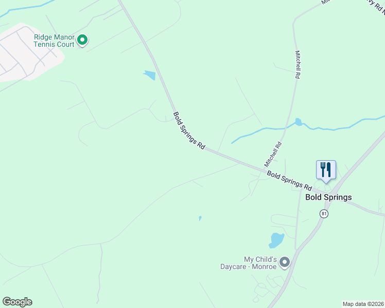 map of restaurants, bars, coffee shops, grocery stores, and more near 5234 Bold Springs Road in Between