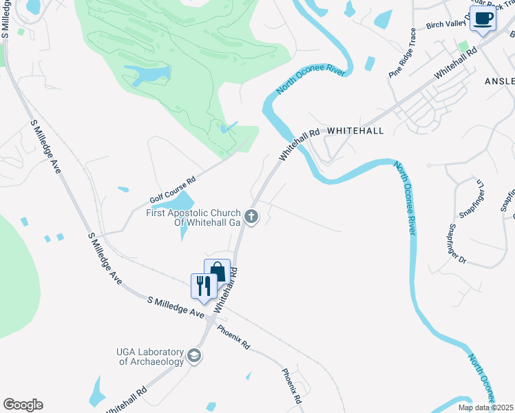 map of restaurants, bars, coffee shops, grocery stores, and more near 100 Hidden Hills Lane in Athens