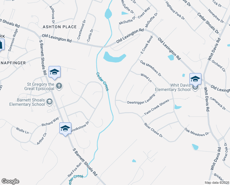 map of restaurants, bars, coffee shops, grocery stores, and more near 330 East Creek Bend in Athens