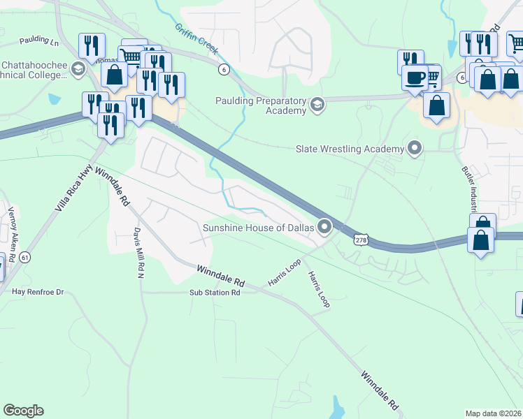 map of restaurants, bars, coffee shops, grocery stores, and more near 242 Silver Ridge Drive in Dallas
