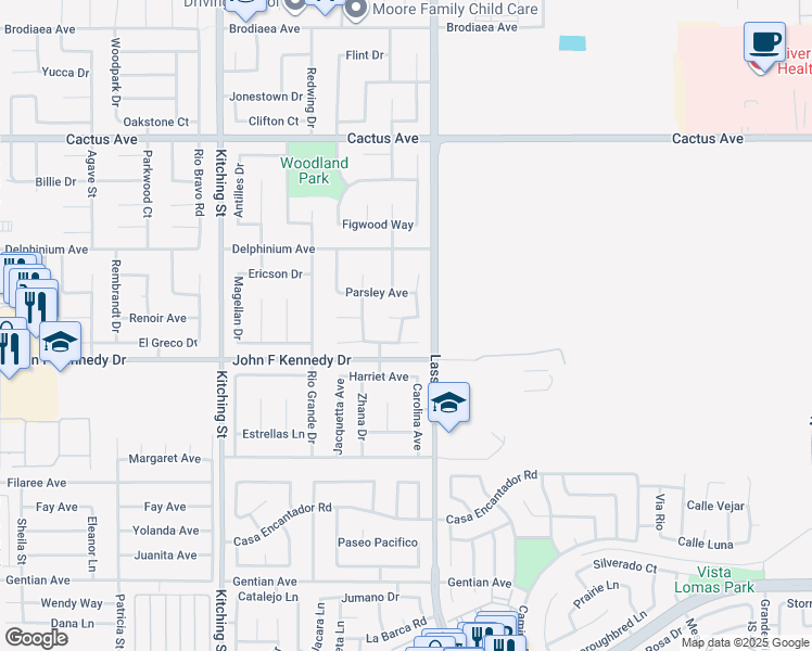 map of restaurants, bars, coffee shops, grocery stores, and more near 14934 Curry Street in Moreno Valley