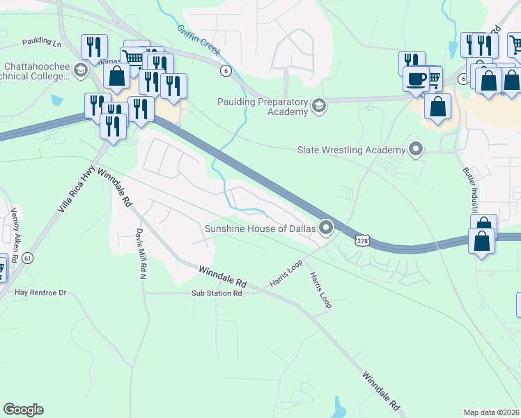 map of restaurants, bars, coffee shops, grocery stores, and more near 244 Silver Ridge Drive in Dallas