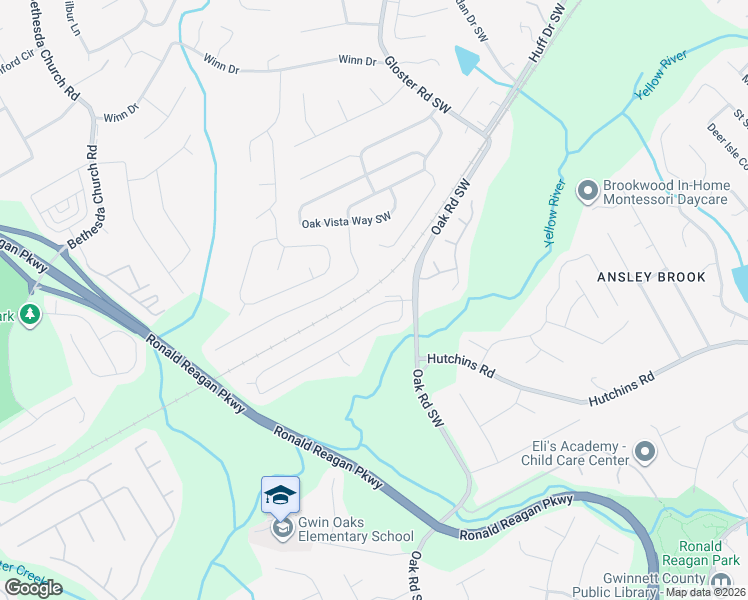 map of restaurants, bars, coffee shops, grocery stores, and more near 410 Oak Vista Court in Lawrenceville