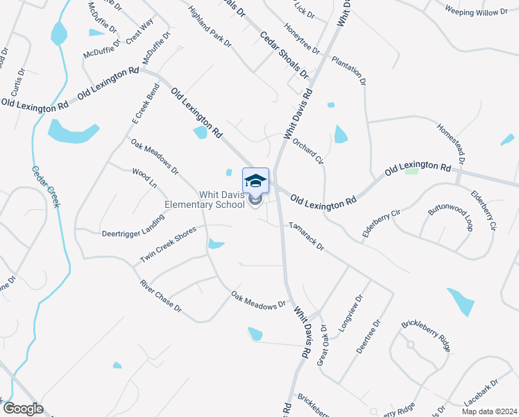 map of restaurants, bars, coffee shops, grocery stores, and more near 1450 Whit Davis Road in Athens
