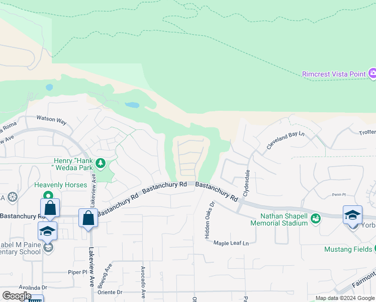 map of restaurants, bars, coffee shops, grocery stores, and more near 18949 Pelham Way in Yorba Linda