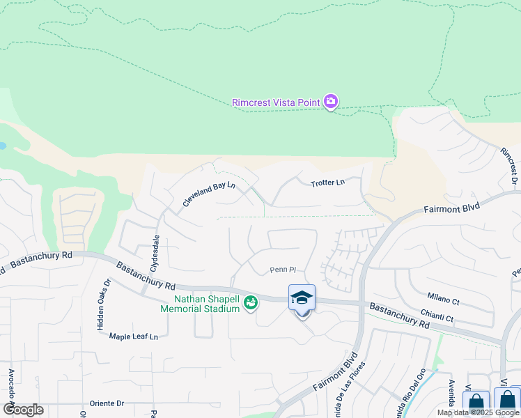 map of restaurants, bars, coffee shops, grocery stores, and more near 19755 Cleveland Bay Lane in Yorba Linda