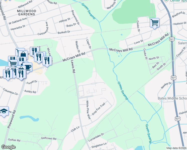 map of restaurants, bars, coffee shops, grocery stores, and more near 574 National Street in Sumter