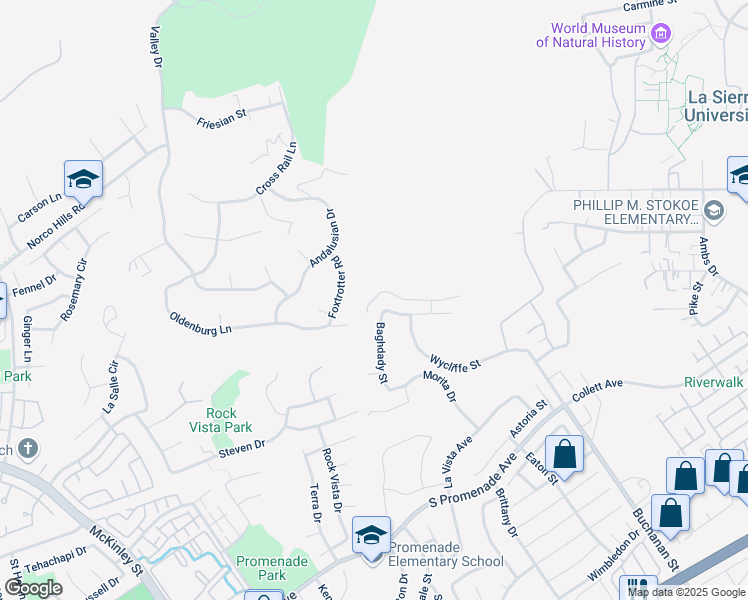 map of restaurants, bars, coffee shops, grocery stores, and more near 896 Baghdady Street in Corona