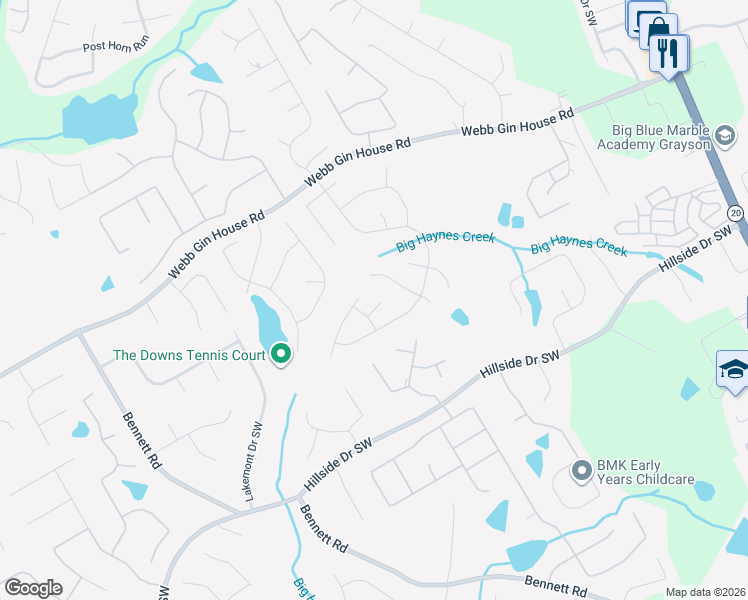 map of restaurants, bars, coffee shops, grocery stores, and more near 827 SIlkview Court in Lawrenceville
