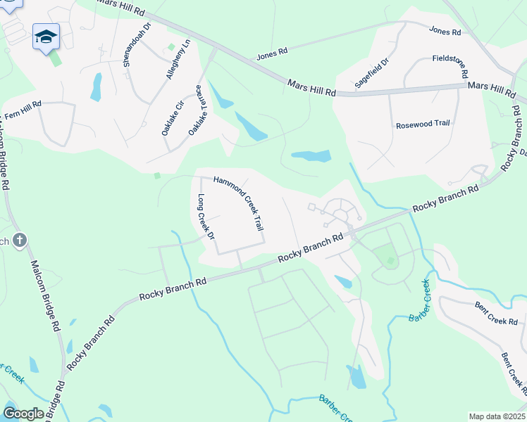 map of restaurants, bars, coffee shops, grocery stores, and more near 1211 Hammond Creek Trail in Bogart