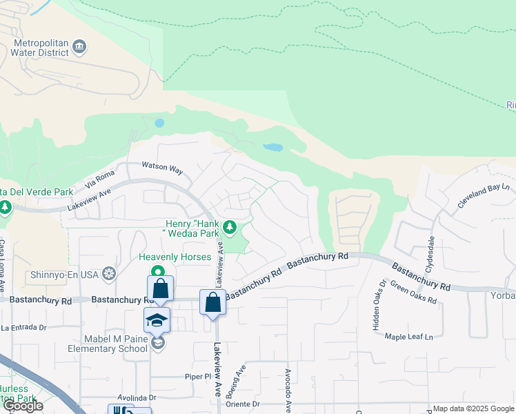 map of restaurants, bars, coffee shops, grocery stores, and more near 4001 Humboldt Lane in Yorba Linda