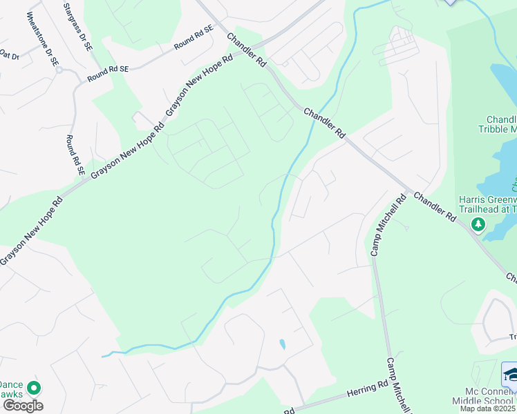 map of restaurants, bars, coffee shops, grocery stores, and more near 2086 Leafmore Court Southeast in Grayson