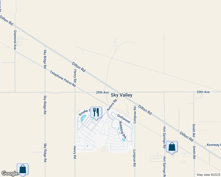 map of restaurants, bars, coffee shops, grocery stores, and more near Dillon Road in Desert Hot Springs