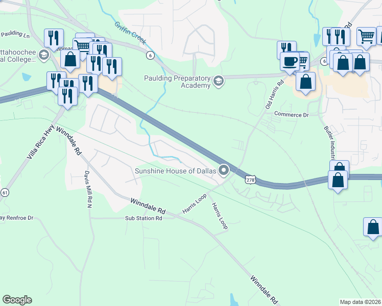 map of restaurants, bars, coffee shops, grocery stores, and more near 144 Silver Fox Trail in Dallas