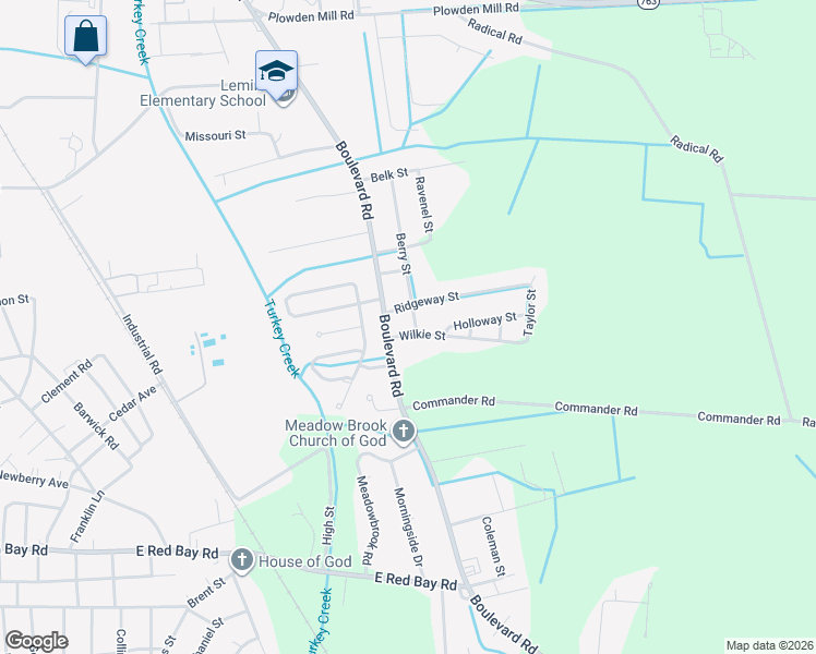 map of restaurants, bars, coffee shops, grocery stores, and more near 407 Wilkie Street in Sumter