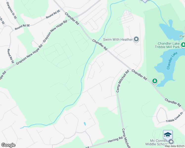 map of restaurants, bars, coffee shops, grocery stores, and more near 2042 Greenfern Court Southeast in Grayson