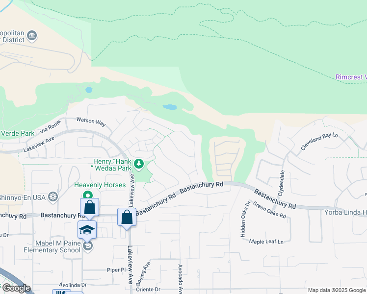 map of restaurants, bars, coffee shops, grocery stores, and more near 18745 Turfway Park in Yorba Linda