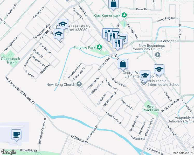 map of restaurants, bars, coffee shops, grocery stores, and more near 1068 Elmhurst Drive in Corona
