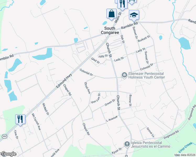 map of restaurants, bars, coffee shops, grocery stores, and more near 304 Colonial Drive in West Columbia