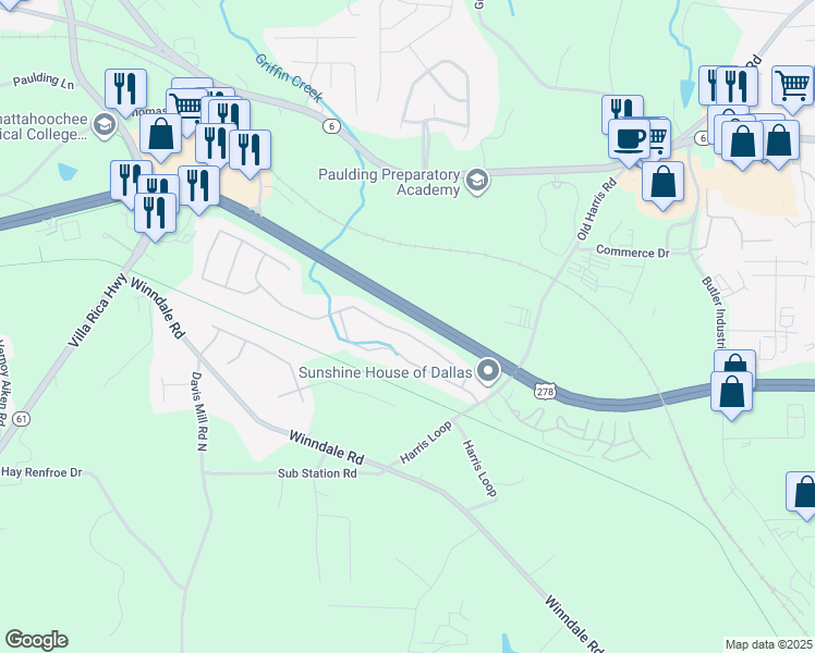 map of restaurants, bars, coffee shops, grocery stores, and more near 144 Silver Fox Trail in Dallas