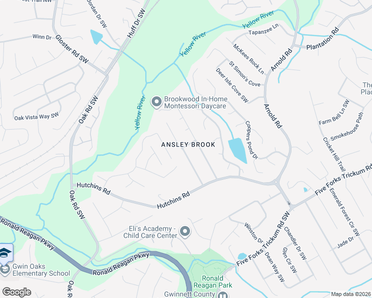 map of restaurants, bars, coffee shops, grocery stores, and more near 2692 Ansley Brook Drive in Lawrenceville