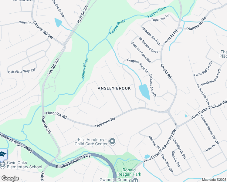 map of restaurants, bars, coffee shops, grocery stores, and more near 2692 Ansley Brook Drive in Lawrenceville