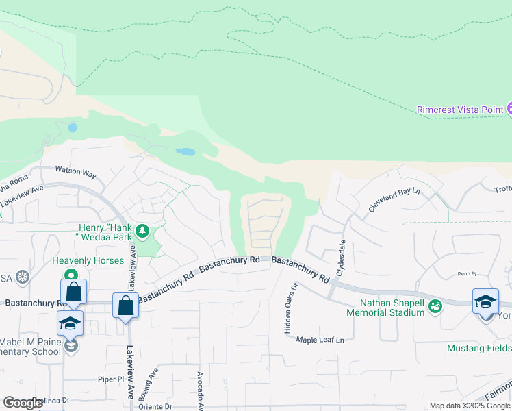 map of restaurants, bars, coffee shops, grocery stores, and more near Northern Dancer Lane in Yorba Linda