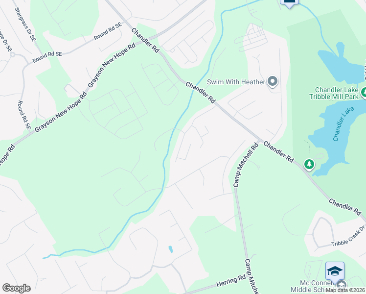 map of restaurants, bars, coffee shops, grocery stores, and more near 321 Chandler Bluff Court Southeast in Grayson