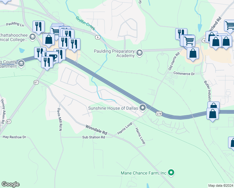 map of restaurants, bars, coffee shops, grocery stores, and more near 148 Silver Fox Trail in Dallas