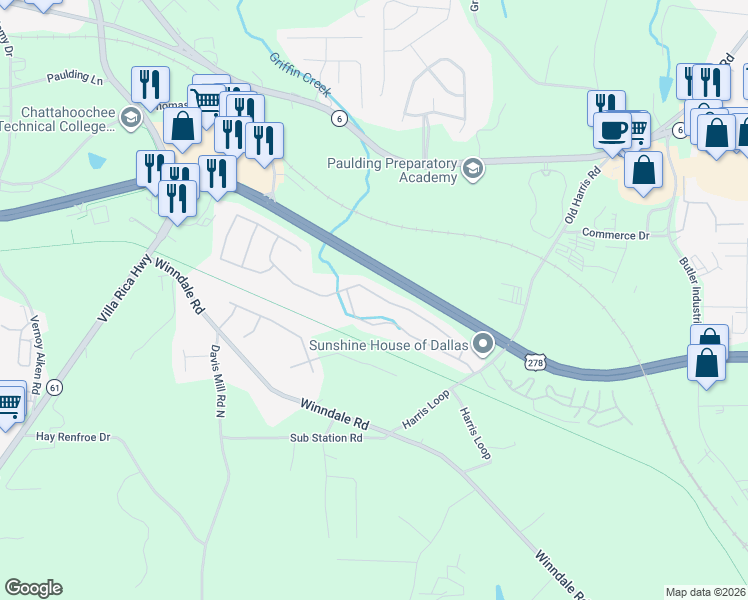 map of restaurants, bars, coffee shops, grocery stores, and more near 163 Silver Fox Trail in Dallas