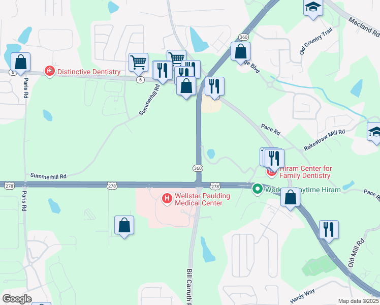 map of restaurants, bars, coffee shops, grocery stores, and more near 0 Charles Hardy Parkway in Dallas