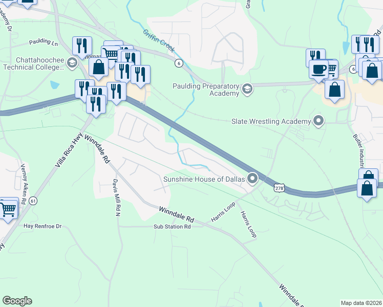 map of restaurants, bars, coffee shops, grocery stores, and more near 171 Silver Fox Trail in Dallas
