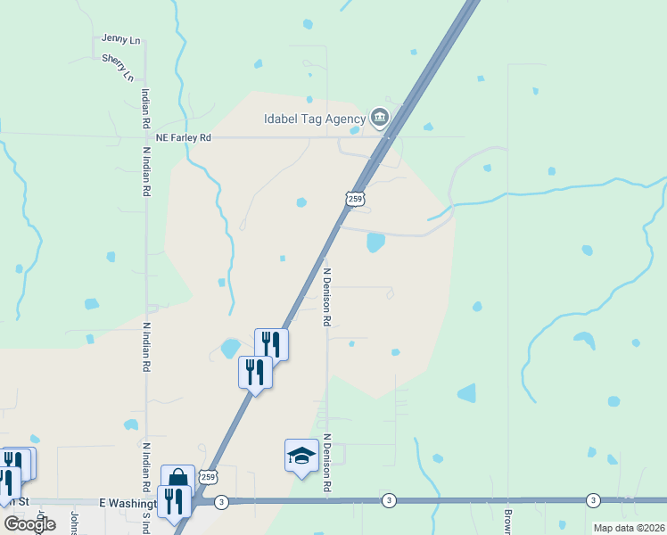 map of restaurants, bars, coffee shops, grocery stores, and more near 1104 Northeast Lincoln Road in Idabel