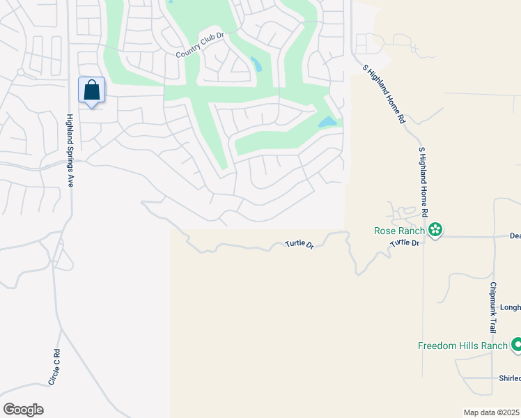 map of restaurants, bars, coffee shops, grocery stores, and more near 2214 Birdie Drive in Banning