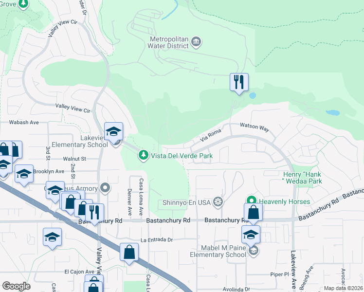map of restaurants, bars, coffee shops, grocery stores, and more near 3931 Prima Buca in Yorba Linda