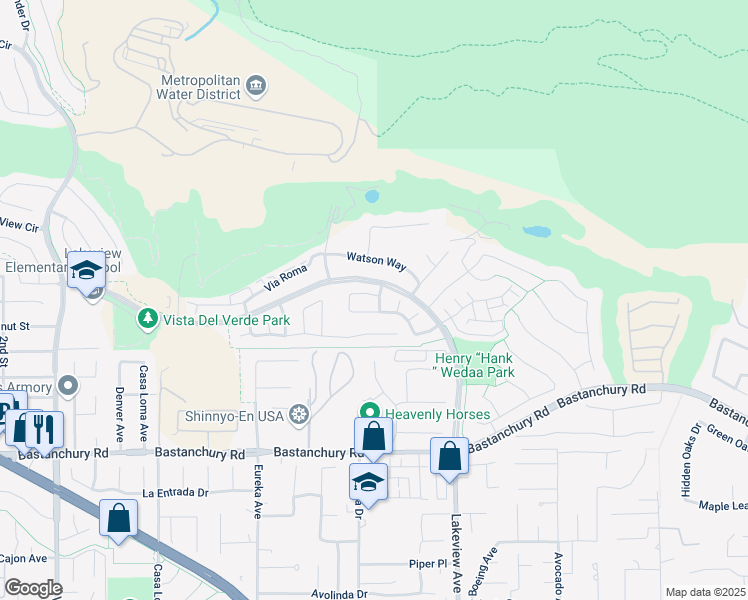 map of restaurants, bars, coffee shops, grocery stores, and more near 3929 Somerset Road in Yorba Linda