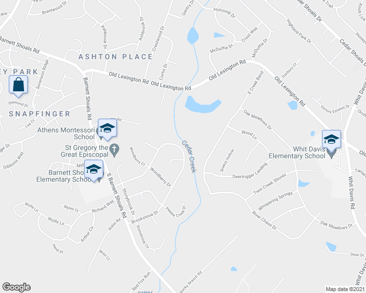 map of restaurants, bars, coffee shops, grocery stores, and more near 315 Brookstone Drive in Athens