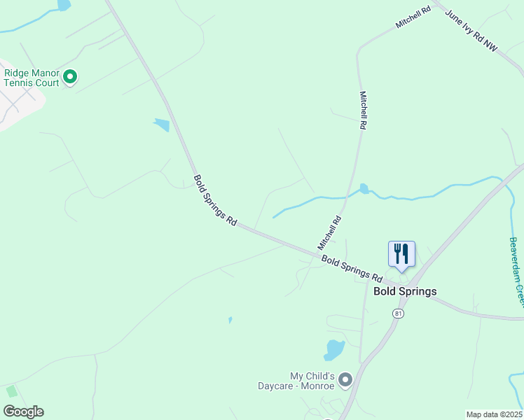 map of restaurants, bars, coffee shops, grocery stores, and more near 95 Old Town Rd in Walton County